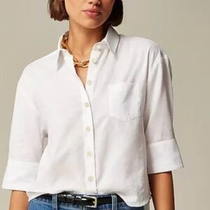 J. Crew CD024 white Herringbone Twill Button-up Shirt For Women size 6 NWT